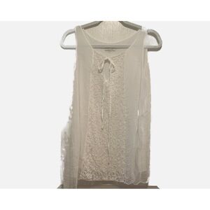 Elegant silk and lace white Sleeveless Top size large
